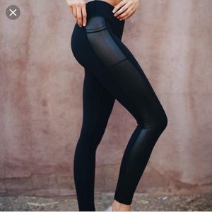 Senita Faux Leather Accent Leggings
